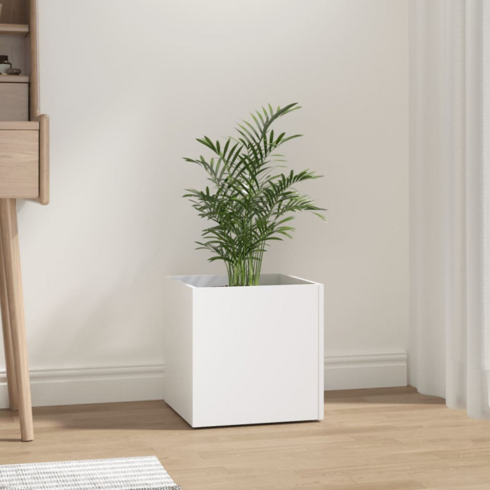 Jardiniera cutie, alb, 40x40x40 cm, lemn prelucrat GartenMobel Dekor