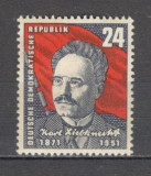 D.D.R.1951 80 ani nastere K.Liebknecht-om politic SD.18, Nestampilat