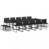 Cumpara ieftin Set mobilier de gradina, 15 piese, cu perne, negru, textilena