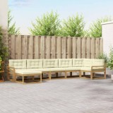 vidaXL Set de canapele de exterior cu pernă 7 pcs Alb și crem 3386759