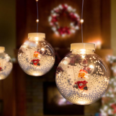 Perdea luminoasă LED – glob de zăpadă cu Moș Crăciun – 2,7 x 0,75 m – 110 LED-uri alb cald – IP44