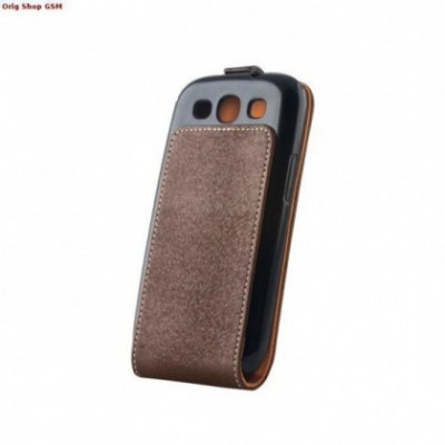 Husa piele Apple iPhone 5/5S Slim Flip PLUS Brown foto