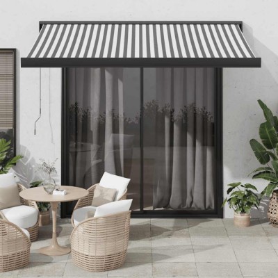 Copertină retractabilă antracit/alb, 3,5x2,5 m, textil/aluminiu foto