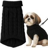 Pulover tricotat pentru caini si pisici, marimea L, negru, Purlov
