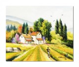 Cumpara ieftin Tablou pictat manual, Plaiuri mioritice, amintiri din copilarie, 60x50cm ulei pe panza