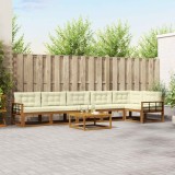 vidaXL Set de canapele de exterior cu pernă 7 pcs Natural și Crem 3367693