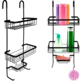 Raft suspendat de baie Ruhhy, 3 niveluri, organizator metalic, Negru