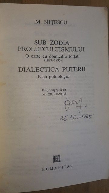 Sub zodia proletcultismului Dialectica puterii M. Nitescu UZATA
