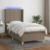 VidaXL Pat cu arcuri, saltea și LED, gri taupe, 80x200 cm, textil 3138833