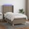 vidaXL Pat cu arcuri, saltea și LED, gri taupe, 80x200 cm, textil 3138833