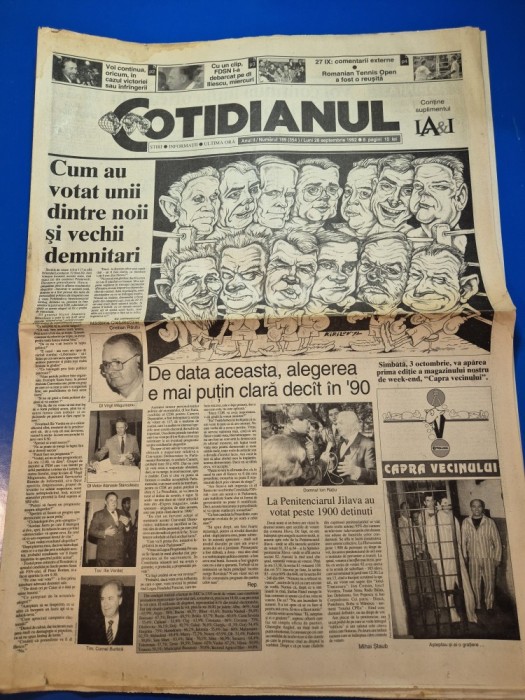 ziarul cotidianul 25 septembrie 1992 - emil constantinescu,ion iliescu