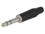 Conector Jack 6,3mm mufa tata stereo drept pe cablu