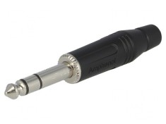 Conector Jack 6,3mm mufa tata stereo drept pe cablu