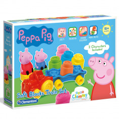 Jucarie Set Soft, Clementoni, Tren cu cuburi Peppa, Multicolor