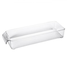 Organizator Frigider, Model Transparent, Dimensiuni 30x10x5cm, Plastic, Cu M&acirc;ner, Stivuibil