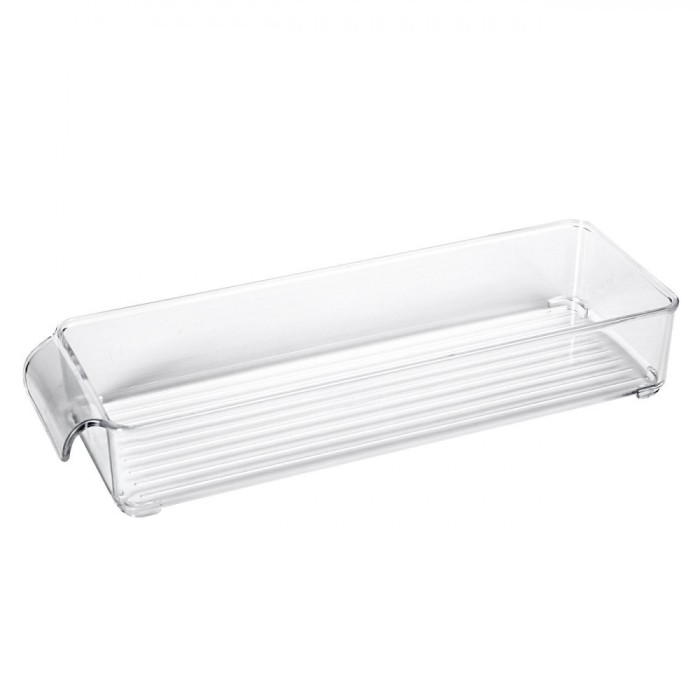 Organizator Frigider, Model Transparent, Dimensiuni 30x10x5cm, Plastic, Cu M&acirc;ner, Stivuibil