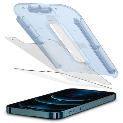 Folie Protectie Ecran Spigen EZ FIT pentru Apple iPhone 12 Pro Max, Sticla securizata, Set 2 bucati AGL01791 foto