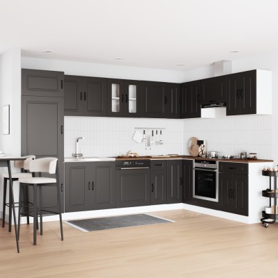 vidaXL Dulap de bucătărie cu ușă Kalmar 2 pcs Negru 80 x 46 x 81.5 cm 3315002 foto