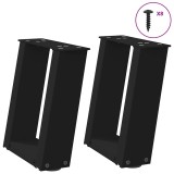 vidaXL Picioare pentru măsuță de cafea &icirc;n formă de U, 2 buc., negru, 30x(30-31) cm, oțel 4012736