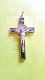 E76-IISUS HRISTOS Aplica Crucifix catholic veche inscriptie deosebita in latina.