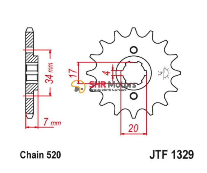 Pinion fata 520 JTF1329 - 12 dinti JT Sprockets
