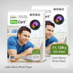 Hartie Foto Laser Glossy 128G format A4 pachet 250 coli pentru flyere foto