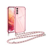 Husa Vauki pentru Samsung Galaxy S21 5G cu snur, roz - RESIGILAT