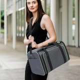 Geanta pentru transport caini si pisici , extensibila aprobata de companiile aeriene pentru calatorie, 3-10kg, 47X24X28, Gri-Portocaliu,Manolex&reg;