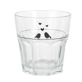Cumpara ieftin Set 6 pahare sticla transparenta neagra Pasari &Oslash; 8x8 cm / 200 ml