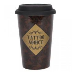 Cana termos cu capac pentru cafea Tattoo Addict foto