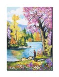 Cumpara ieftin Tablou cu pescarul norocos pictat manual, O zi minunata, 70x50cm ulei pe panza, Constantin Feraru