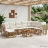 Cumpara ieftin Set de canapele de exterior 9 buc. Alb Natural si Crem