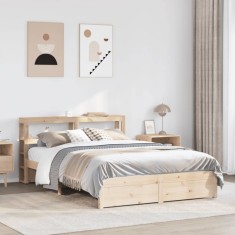 vidaXL Cadru de pat cu tăblie, 140x190 cm, lemn masiv pin 3305987
