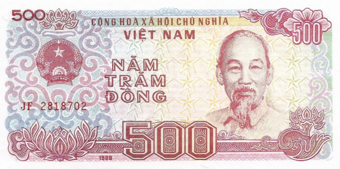 VIETNAM █ bancnota █ 500 Dong █ 1988 █ P-101a █ UNC █ necirculata