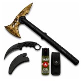 Cumpara ieftin Set topor Survivor, spray paralizant si cutit karambit DEPOX&reg;, 39 cm/110 ml/18.5 cm, husa inclusa