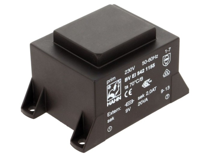 Transformator &icirc;ncapsulat 20VA 230VAC 9V PCB