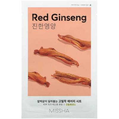 Masca calmantă cu extract de ginseng Missha Airy Fit Sheet Mask Red Ginseng, 19g foto