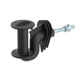 Izolator pentru banda gard electric, colt, filet metric M6, plastic, rezistent UV, diametru 40mm