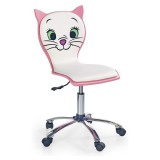 Scaun birou copii HM Kitty 2, Ergonomic, Cadru Polipropilena, Piele ecologica, Inaltime ajustabila, 80 kg, 95x55x35 cm, Alb