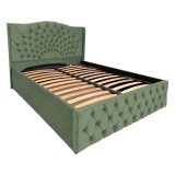 Pat Matrimonial Elsa tapitat cu somiera rabatabila diverse dimensiuni, culoare Verde Maslin - 140x200