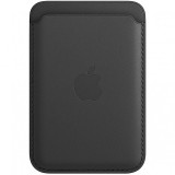 Portofel Apple Leather Wallet pentru iPhone 12 / 12 mini / 12 Pro / 12 Pro Max, Cu MagSafe, Piele, Negru MHLR3ZM/A