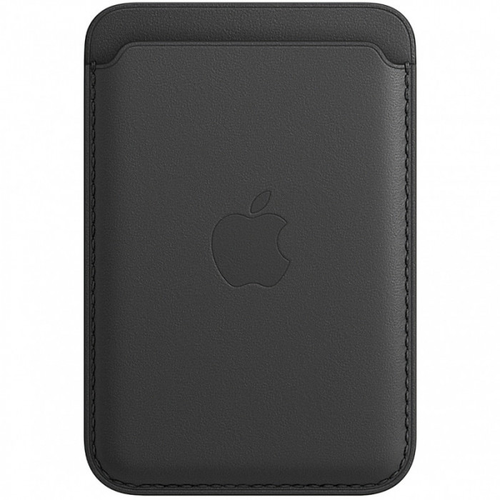 Portofel Apple Leather Wallet pentru iPhone 12 / 12 mini / 12 Pro / 12 Pro Max, Cu MagSafe, Piele, Negru MHLR3ZM/A