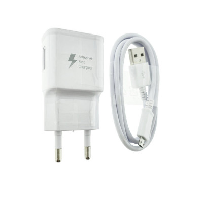 Set incarcator USB 2A, cu cablu microUSB 80 cm, Travel Adapter, Adaptive Fast Charging, alb, bulk foto