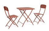 Cumpara ieftin Set mobilier gradina masa, 2 scaune otel caramiziu Yvonne 44x50x85h, 70x70x72h