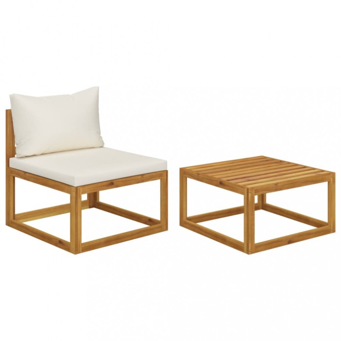 Set canapea de gradina cu perne, 2 piese, lemn masiv de acacia