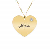Lolita - Colier inima argint 925 placat cu aur galben 24K si cristal - personalizat cu nume