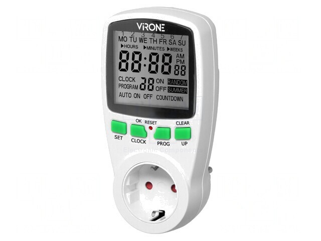 &Icirc;ntrerupător temporizator 230V 16A IP20 Schuko
