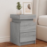 vidaXL Noptieră cu lumini LED, gri sonoma, 35x39x55 cm
