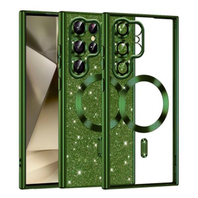 Husa pentru Samsung Galaxy S22 Ultra 5G - Techsuit Luxury Glitter MagSafe - Deep Green foto
