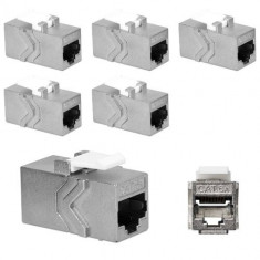 Set 12 Mufe pentru cabluri Ethernet RJ45 si Cat 6A, Kwmobile, Argintiu, Metal, 52348.01.06